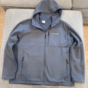 Columbia Men's Jacket Softshell Dark Gray with Hood Fleece-Lined Sz XL